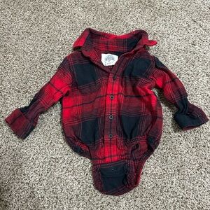 Cozy Red and Black Plaid Kids Bodysuit